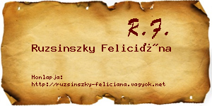 Ruzsinszky Feliciána névjegykártya